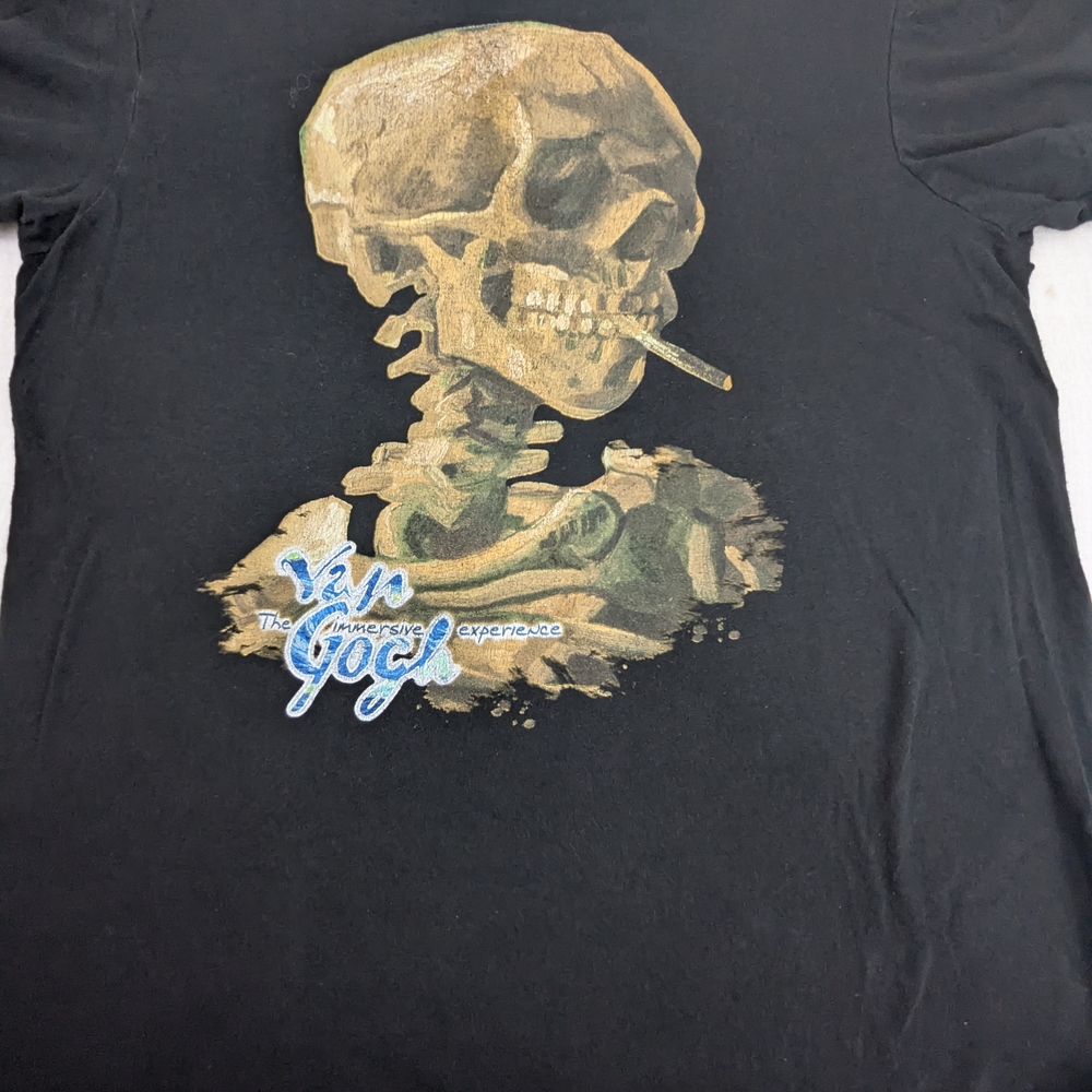 Vincent Van Gogh Immersive Experience T-Shirt with Skull Smoking Cigarette XL